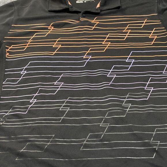 Nike Golf Performance Polo Shirt Mens Large Black Dri Fit Black Geometric Logo - Picture 6 of 13